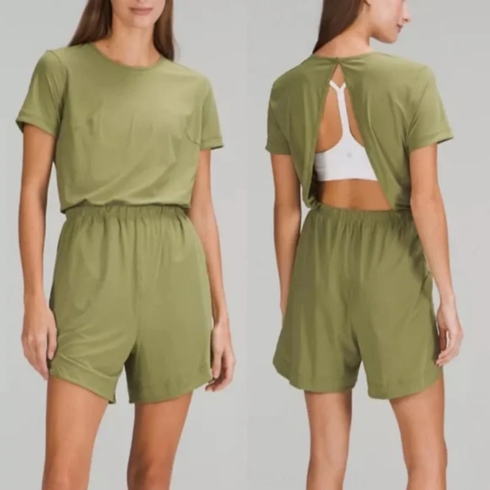 Lululemon Olive Green Short Sleeve Romper